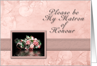 Please be My Matron of Honour, Bouquet of Flowers with Water Reflection card
