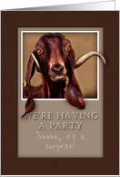 We`re Having a Surprise Party Invitation, Goat in Window card