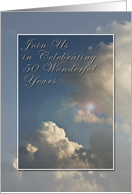 Join Us Celebrating 50 Wonderful Years, Anniversary Invitation, Blue Sky with Clouds card