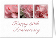 Happy 50th Anniversary, Pink Flower on White Background card