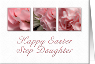 Happy Easter Step Daughter, Pink Flower on White Background card