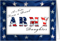 Proud Army Daughter Notecard, American Flag card
