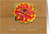 You’re Invited Surprise Party, Flower with Tan Background card
