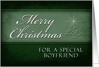 Boyfriend, Merry Christmas, Green Background with Christmas Tree card