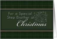 For Step Brother at Christmas, Green Background with Bells card