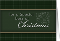 For Boss at Christmas, Green Background with Bells card