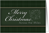 Across the Miles Merry Christmas, Green Background with Bells card