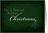 For Soldier Merry Christmas, Green Background with Christmas Tree card