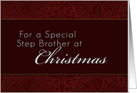 For Step Brother Merry Christmas, Red Demask Background card