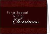 For Wife Merry Christmas, Red Demask Background card