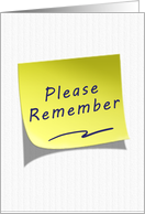 Please Remember Business Yellow Post Note card