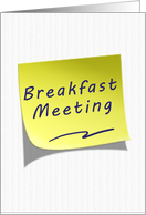 Breakfast Meeting Business Announcement Yellow Post Note card