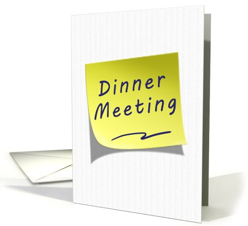 Dinner Meeting Business Announcement Yellow Post Note card (640837)