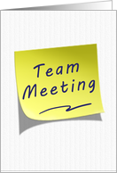Team Meeting Business Announcement Yellow Post Note card