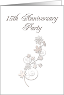 15th Anniversary Party Invitation, Flowers on White Background card