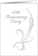 40th Anniversary Party Invitation, Vines on White Background card