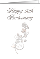 Happy 50th Anniversary, Flowers on White Background card