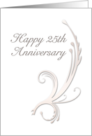 Happy 25th Anniversary, Vines on White Background card