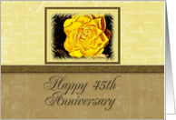 Happy 45th Anniversary, Yellow Flower with Yellow and Tan Background card