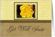 Get Well Soon Yellow Flower and Yellow and Tan Background card