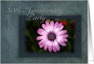 50th Anniversary Party Invitation, Pink Flower with Green and Blue Background card