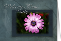 Welcome Home Party Invitation, Pink Flower with Green and Blue Background card