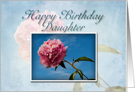 Daughter Happy Birthday, Pink Flower with Blue Sky card