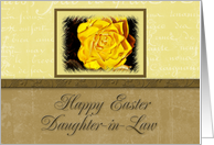 Daughter-in-Law Happy Easter, Yellow Flower with Yellow and Tan Background card