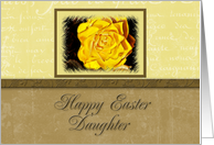 Daughter Happy Easter, Yellow Flower with Yellow and Tan Background card