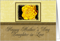 Daughter-in-Law Happy Mother’s Day, Yellow Flower with Yellow and Tan Background card