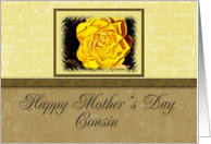 Cousin Happy Mother’s Day, Yellow Flower with Yellow and Tan Background card