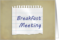 Breakfast Meeting Announcement, Piece of Lined Paper card