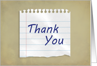 Teacher Thank You, Piece of Lined Paper card