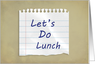 Let’s Do Lunch Invitation, Piece of Lined Paper card