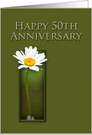 Happy 50th Anniversary, White Daisy on Green Background card