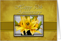 Happy 50th Anniversary, Yellow Lily on Yellow Background card