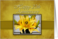 Happy 20th Anniversary, Yellow Lily on Yellow Background card