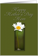 Mom Happy Mother`s Day, White Daisy on Green Background card
