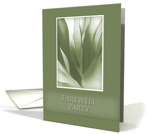 Farewell Party Invitation, Green Abstract on Green Background card