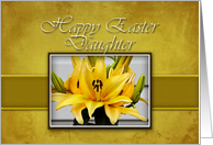 Daughter Happy Easter, Yellow Lily on Yellow Background card