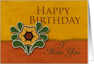 I Miss You Happy Birthday, Yellow Flower with Orange and Deep Yellow Background card
