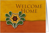 Welcome Home, Yellow Flower with Orange and Deep Yellow Background card