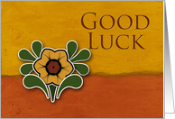 Good Luck, Yellow Flower with Orange and Deep Yellow Background card