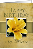 Step Mother Happy Birthday, Yellow Lily card