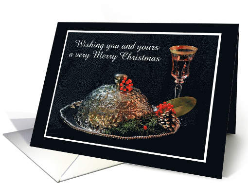 Christmas card with wine and silver platter card (1068991)