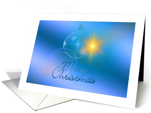 Merry Christmas with blue bauble ornament card (1089580)
