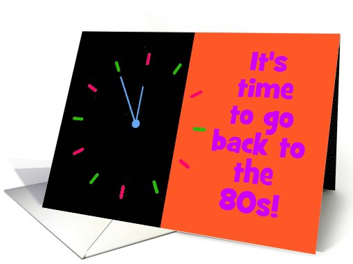 80s themed party invitation 80s party neon clock card (1103278)