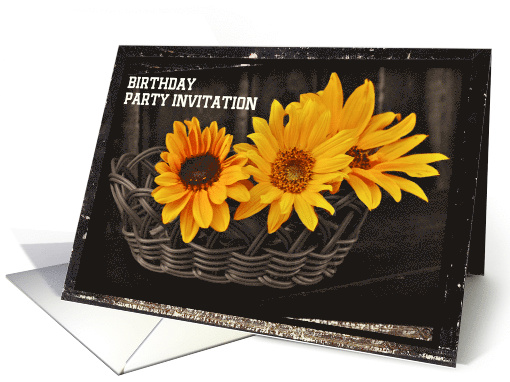 Birthday Party invitation with sunflowers custom text card (1130458)