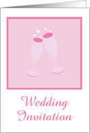 Wedding Invitation with pink champagne glasses custom text card