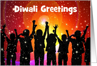 Diwali blessings with children and stars with custom text card